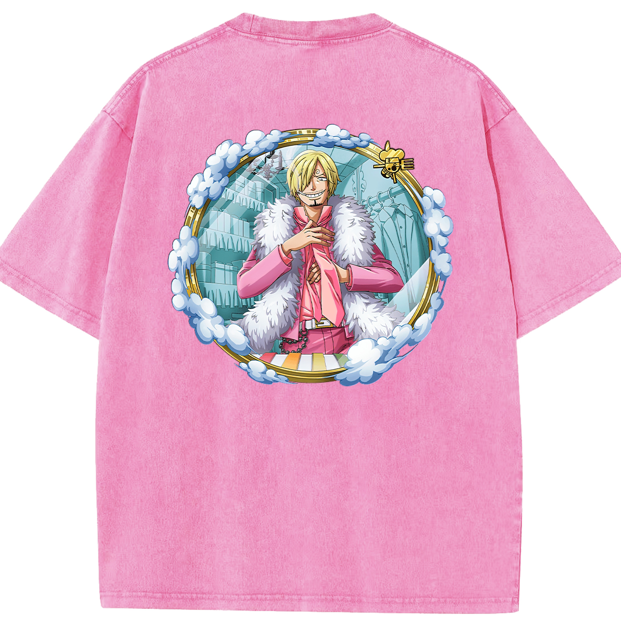 ワンピース サンジ ONE PIECE Sanji 綿100% ヴィンテージ風 半袖Tシャツ（背面プリント）